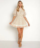 NWT ORGANIC COTTON CLEOBELLA DALLAS CARNATION FLORAL PRINT MINI DRESS M $198 Carnation
