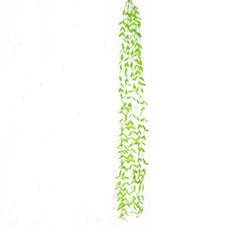 105cm faux leaf rattan hanging vine decoration, green cascading leaves