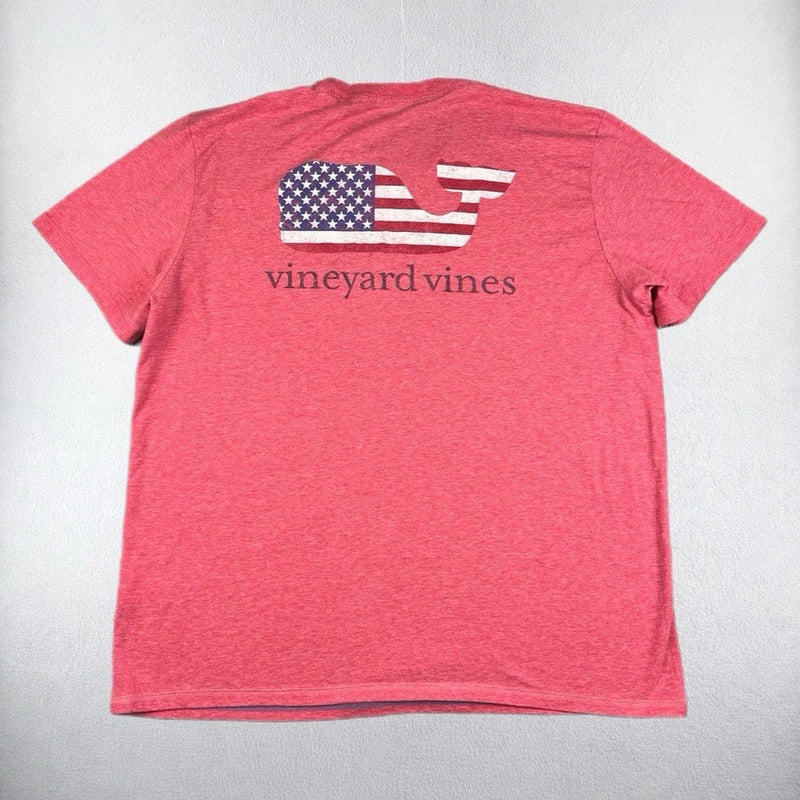 Men's salmon pink t-shirt with USA flag graphic and small side logo