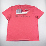 Vineyard Vines T Shirt Mens XL Dunes Tee Salmon USA Flag Whale Logo America Roses