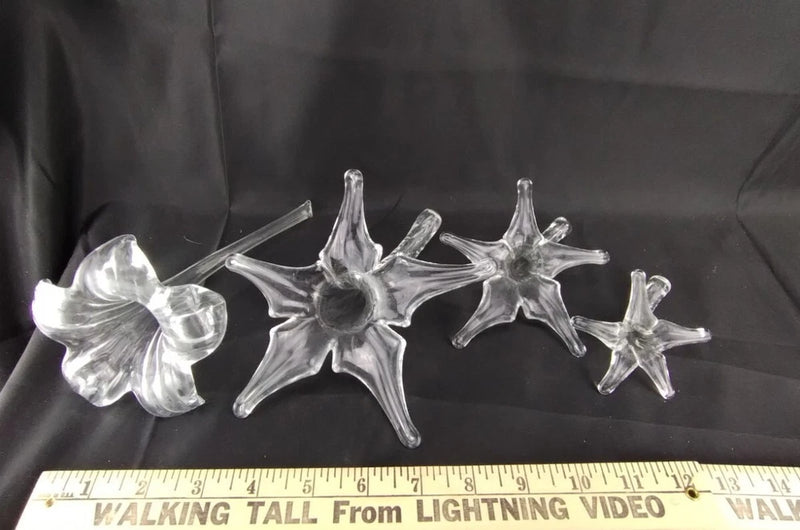 Vase Hand Blown Glass Floral Flower  Laying Daffodil Lily LOT SILVESTRI Vintage Lily