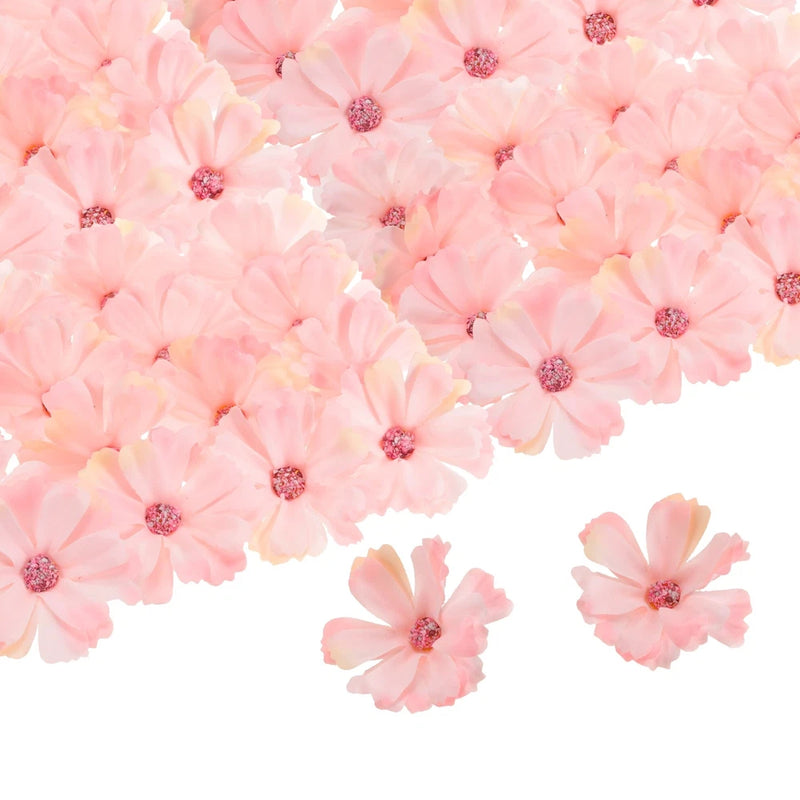 50pcs Artificial Daisies Flower Heads,1.8" Silk Fake Daisies Heads, Light Pink Daisies