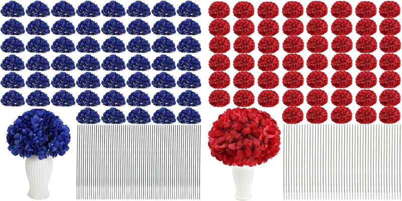 104 PCS Hydrangea Flower Heads with Stems for DIY Floral Arrangements Hydrangea