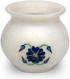 White Marble Plant Vase with Unique Art Inlay Work Flower Pot for Garden Decor Garden Plants