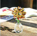 Qf Crystal Sunflower Figurine Table Crystal Flower Collectible Ornament Home Sunflower