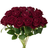 14PCS Burgundy Roses, Burgundy Roses Artificial Flowers, Velvet Silk Rose Bou... Bouquet
