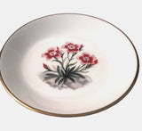 Vintage-Royal Worcester -Carnation Flowers-England Trinket Dish-Gold Rim Carnation