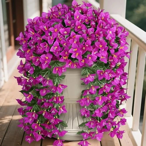 Artificial Bougainvillea Flowers Plants for Outdoors Decoration, 2 Pcs Fuchsia Flowering Plants