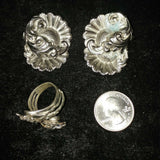 Vintage Sunflower Daisy Flower Rustic Stud Clip on Earrings + free size ring Sunflower