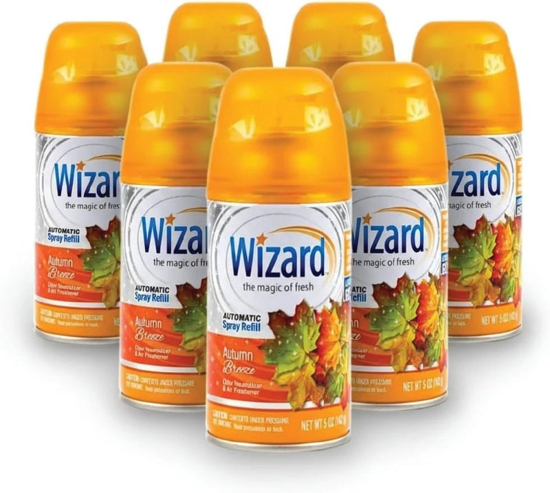 6 WIZARD Automatic Spray Refills 5oz  Air Freshener Refill Cans Bouquet