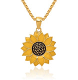 10K Solid Yellow Gold Sunflower Necklace Sunflower