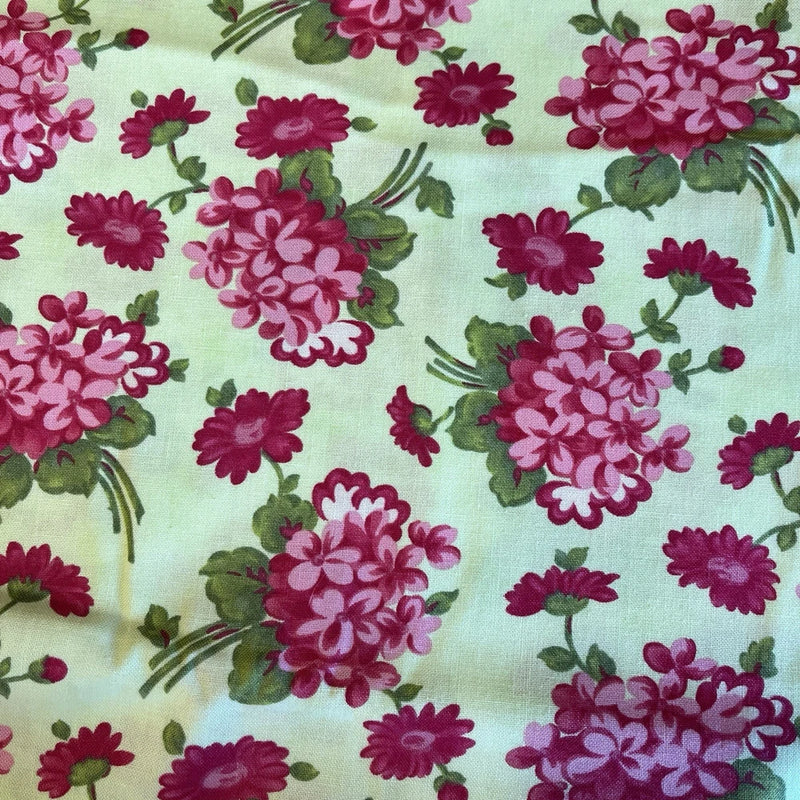 Fruit Cocktail Red Magenta Flowers Hydrangea Green ChloeÕs Closet 2 Yards Hydrangea