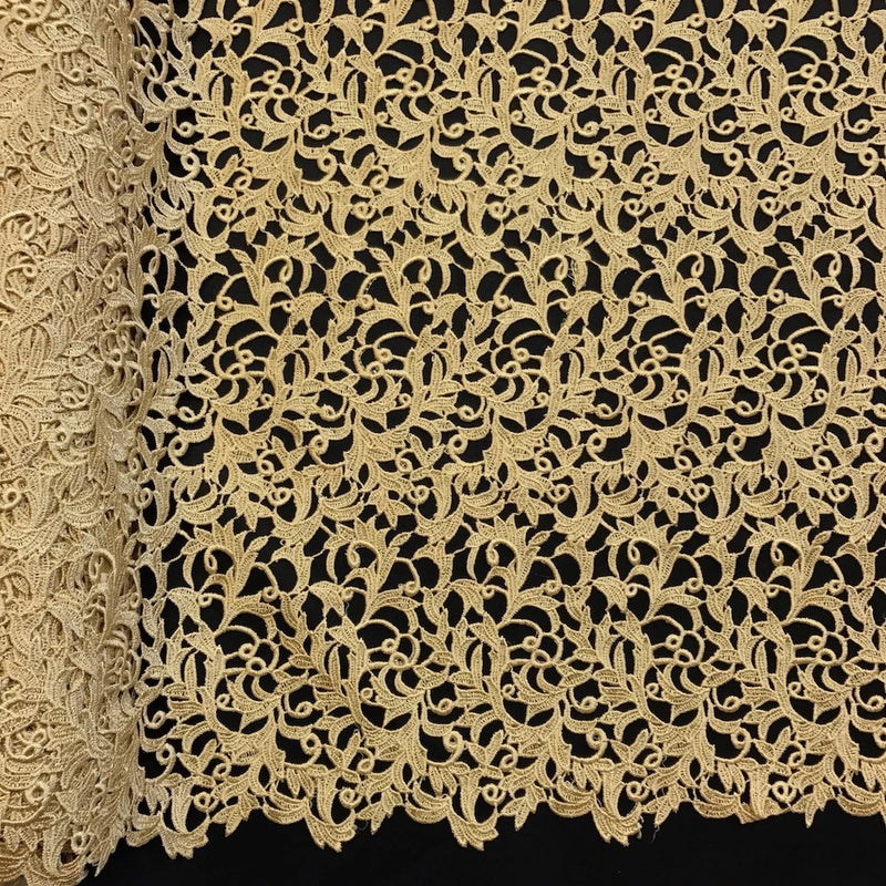 Heather Guipure Venice French Lace Embroidery Fabric 52" Wide Many Colors Flowering Plants