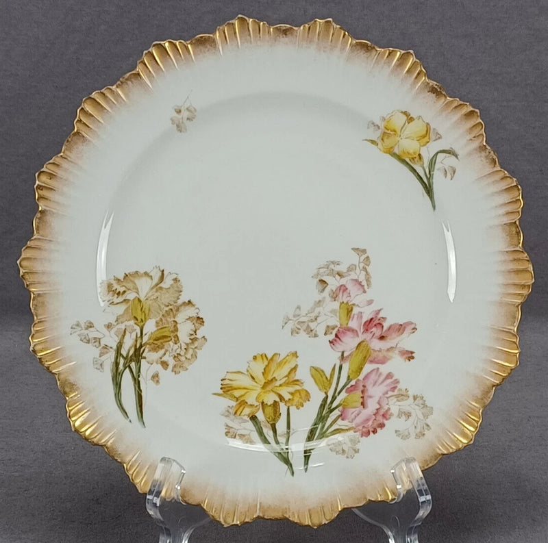 George Jones Pink & Yellow Carnations & Gold 8 3/4 Inch Plate C.1874-1891 Carnation