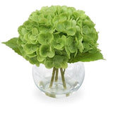 Real Touch Hydrangea Artificial Flowers with Vase, Green Hydrangea Deep Green Hydrangea