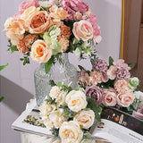 Elegant Bridal Bouquet with Artificial Peonies and Roses for Home Decor Peony