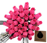 Pink Breast Cancer Awareness Flower Bouquet. The Original Wooden Rose 1, 2,3 Doz Green Plant