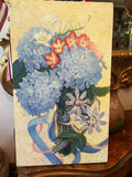 Hydrangea,blue,flowers,bouquet Acrylic painting on canvas original 12Óx 20 Hydrangea