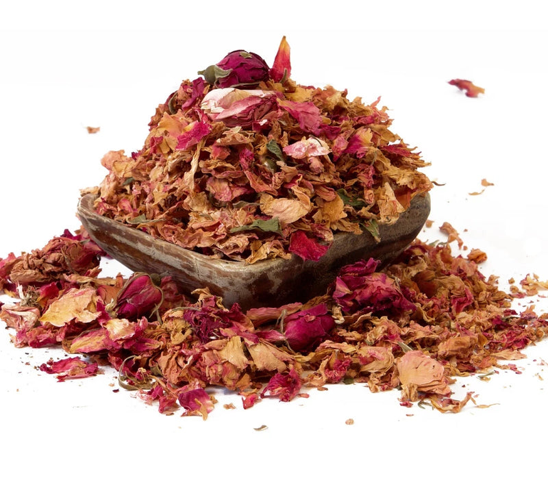 Dried Red Rose Petals & Buds - Rosa Canina - 100% Organic Premium Fragrant Rose Dried Flower