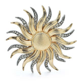 Vintage Sunflower Brooch Rhinestone Silver Gold Tone Sun Flower Pin Summer Gift Sunflower