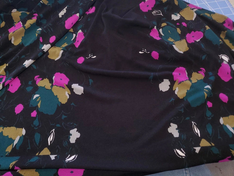 Tricot  Knit Fabric   Floral Paisley Print By the Yard Panel Flowering Plants