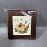 Vintage Pressed Flower Japanese Print Oshibana On Wood Board Dried Flower