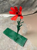 All Handmade Recycled Metal Welded Red Lilly Flower Garden Stake Yard Art Rock Garden Plants