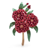 Enamel Red Hydrangea Flower Brooch Pin Ð Vintage Spring Summer Jewelry Gift Hydrangea