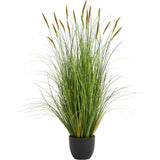 4ft Artificial Cattail Grass Indoor Outdoor Faux Plant Greenery KOL 47.2in Fake Green Plant
