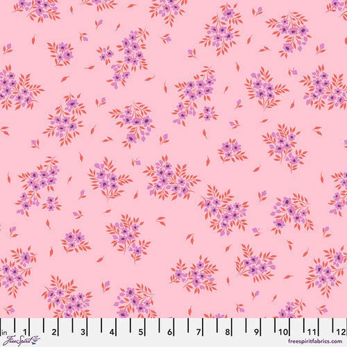 NEW! TULA PINK TRUE COLORS WHAT A DITZ IN PINK LEMONADE COTTON FABRIC 1/2 YD Flowering Plants