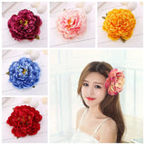 Women Rose Peony Flower Bridal Hair Clip Hairpin Brooch Wedding Party Accessory_ Peony