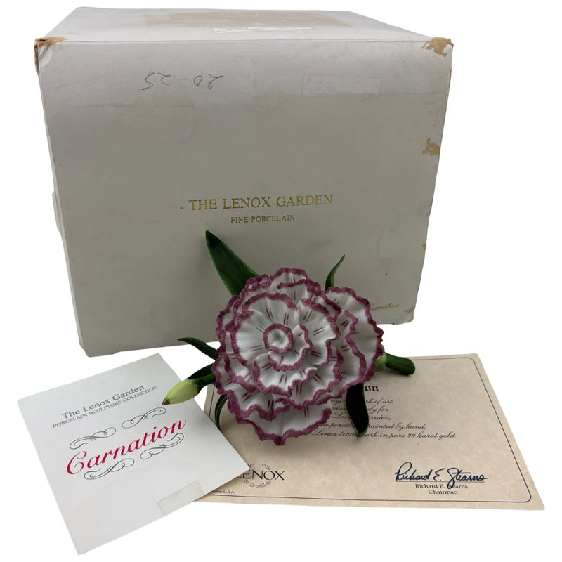 The Lenox Garden CARNATION Flower Sculpture Figurine Porcelain Vintage 1989 Carnation