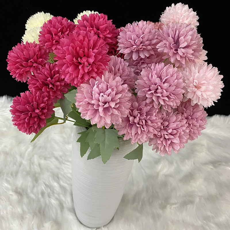 2PCS 6 Heads Regula Artificial Hydrangea Table Party Home Office Wed Vase Decor Hydrangea