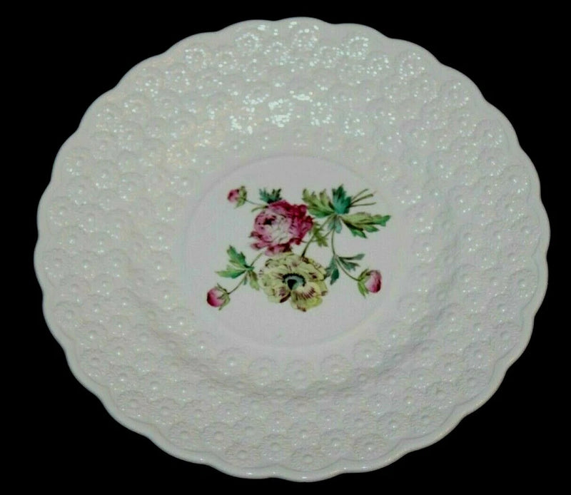 Vintage! Copeland SPODE England Ranunculus Rose White Embossed Flower Plate Ranunculus