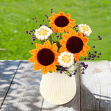 Hand Made Knitted Fake Sunflower 8 Pcs Flower Daisy Wool Crochet Home Decor Gift Sunflower
