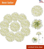 Premium Silk Hydrangea Heads - Versatile Wedding Decor - Pack of 10 Ivory Hydrangea