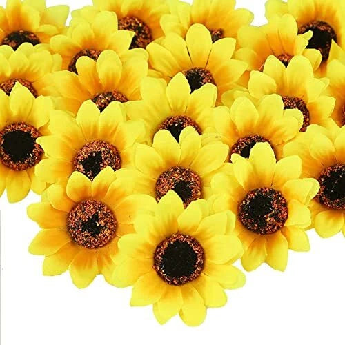 25pcs Fake Sunflowers Heads, 2.8" Artificial Sunflower Gerbera Daisy Flowers Sunflower