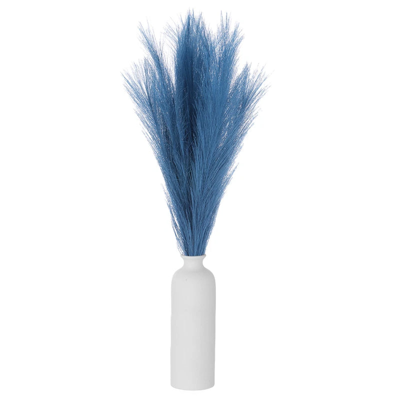 12PCS Faux Pampas Grass Decor, 24"/61cm Artificial Fluffy Grass Stems, Blue Pampas Grass