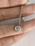 100% Stainless Steel Micro Dried Flower Necklace Blue Hydrangea 6mm Bezel Adjust Hydrangea