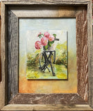 Pink Hydrangeas In Bike Basket 3D Original oil paintings framed by artist Hydrangea