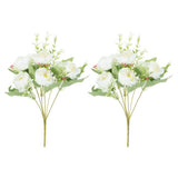 6 Branch Artificial Silk Peony Hydrangea with Stem, 2 Pack Fake Flowers, , White Peony