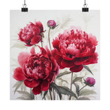 Red Peonies Flower Art Print, Red Flower Painting, Flower DŽcor 01 Peony