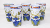 5 CACF Faenza Cottura Hand Painted Garofano/Blue Carnation Water Glass Tumblers Carnation