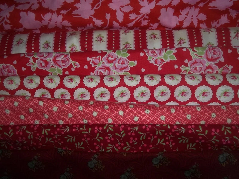 FLOWERS on REDS burgundy floral SPRING Cotton Fabric U-PICK see info 1/2 yd BTHY Ranunculus