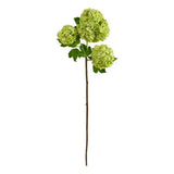 Nearly Natural 33" Snowball Hydrangea Artificial Flower (Set of 2) in Green Hydrangea