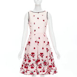 OSCAR DE LA RENTA 2016 pink red degrade carnation rose embroidered dress US4 S Carnation