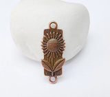 2 Sunflower Charms, Floral Pendant, Earring Charms 32x12mm G37297 Sunflower