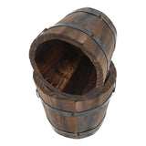 2 Pcs Wooden Bucket Flowerpot Succulent Barrel Planter Garden Barrels Garden Plants