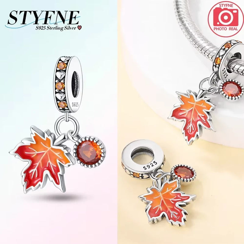 Original Purple Tulips Yellow Maple Leaves Sunflowers Beads Fit Bracelet Charms Sunflower