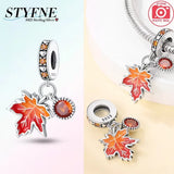 Original Purple Tulips Yellow Maple Leaves Sunflowers Beads Fit Bracelet Charms Sunflower